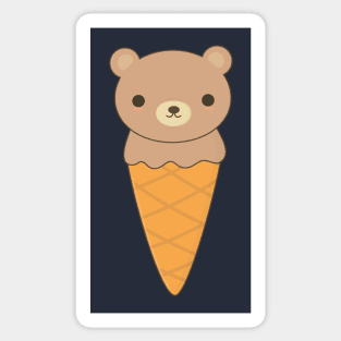 Kawaii Brown Bear Ice Cream T-Shirt Sticker